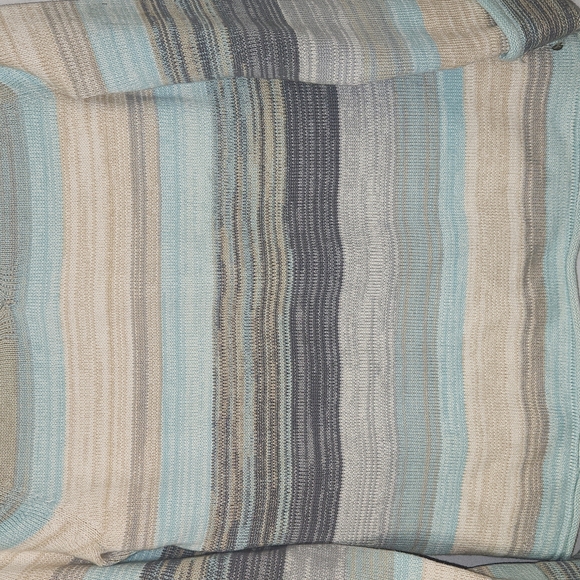 Eddie Bauer Blue Cream Striped V-neck Cotton Blend Sweater Size Small - Picture 4 of 7